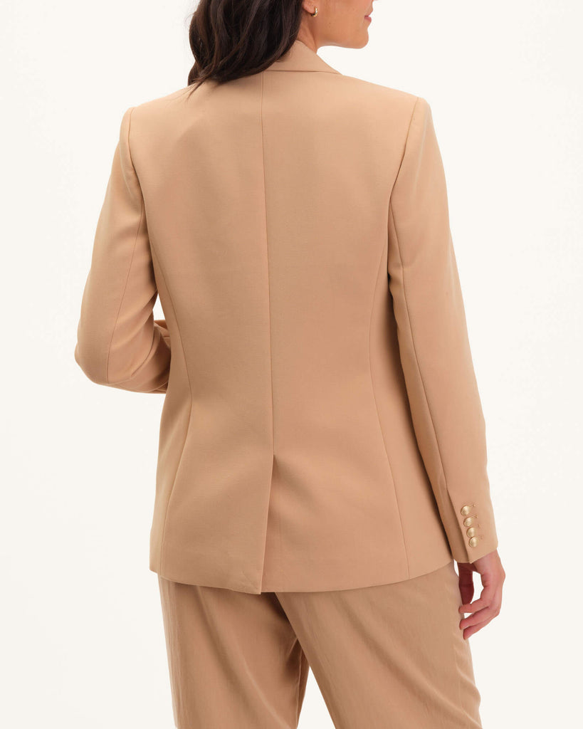 Single Button Peak Lapel Blazer, Toasted Almond | Elie Elie Tahari