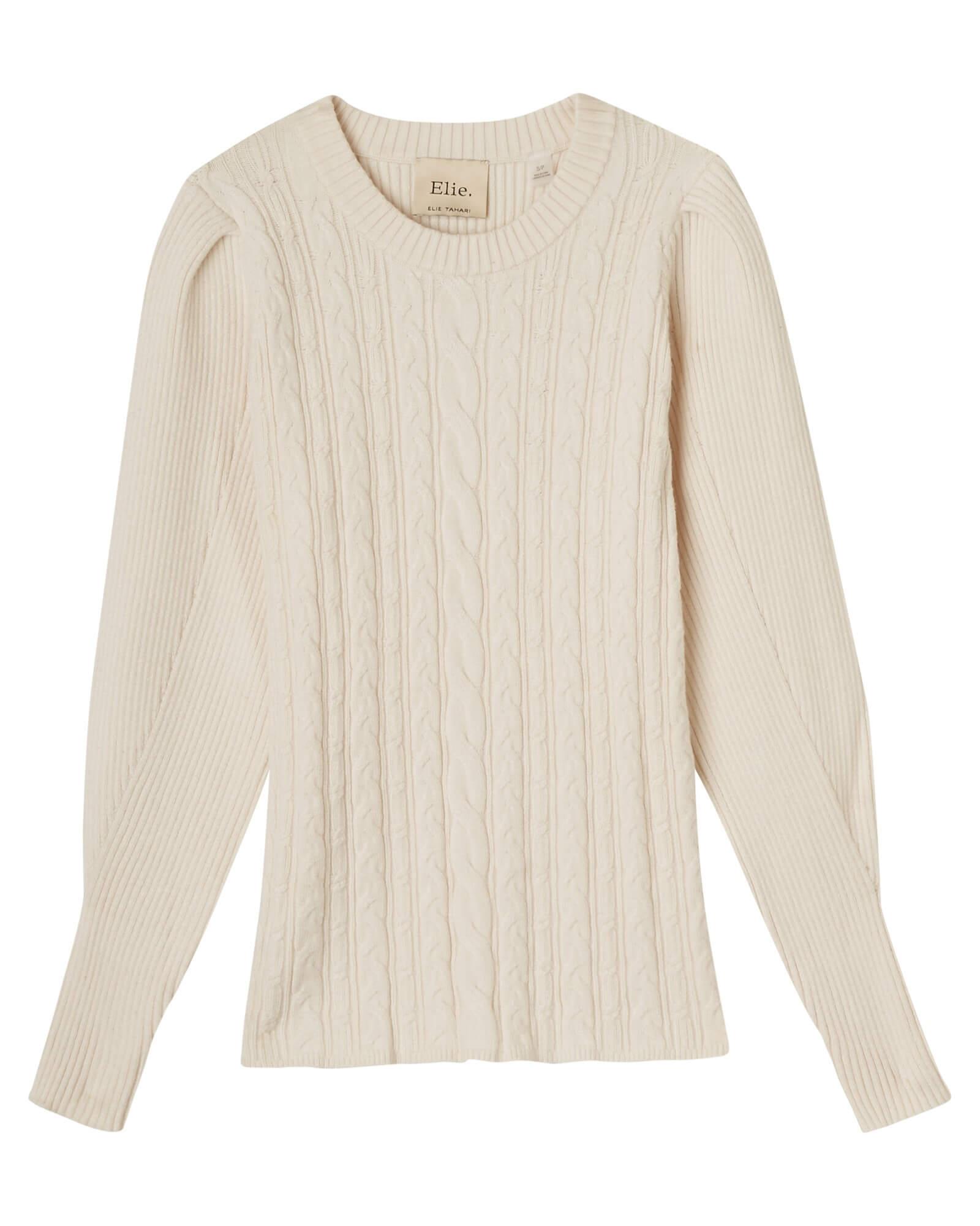 Puff Pleated Sleeve Crew Neck Pullover | Elie Elie Tahari