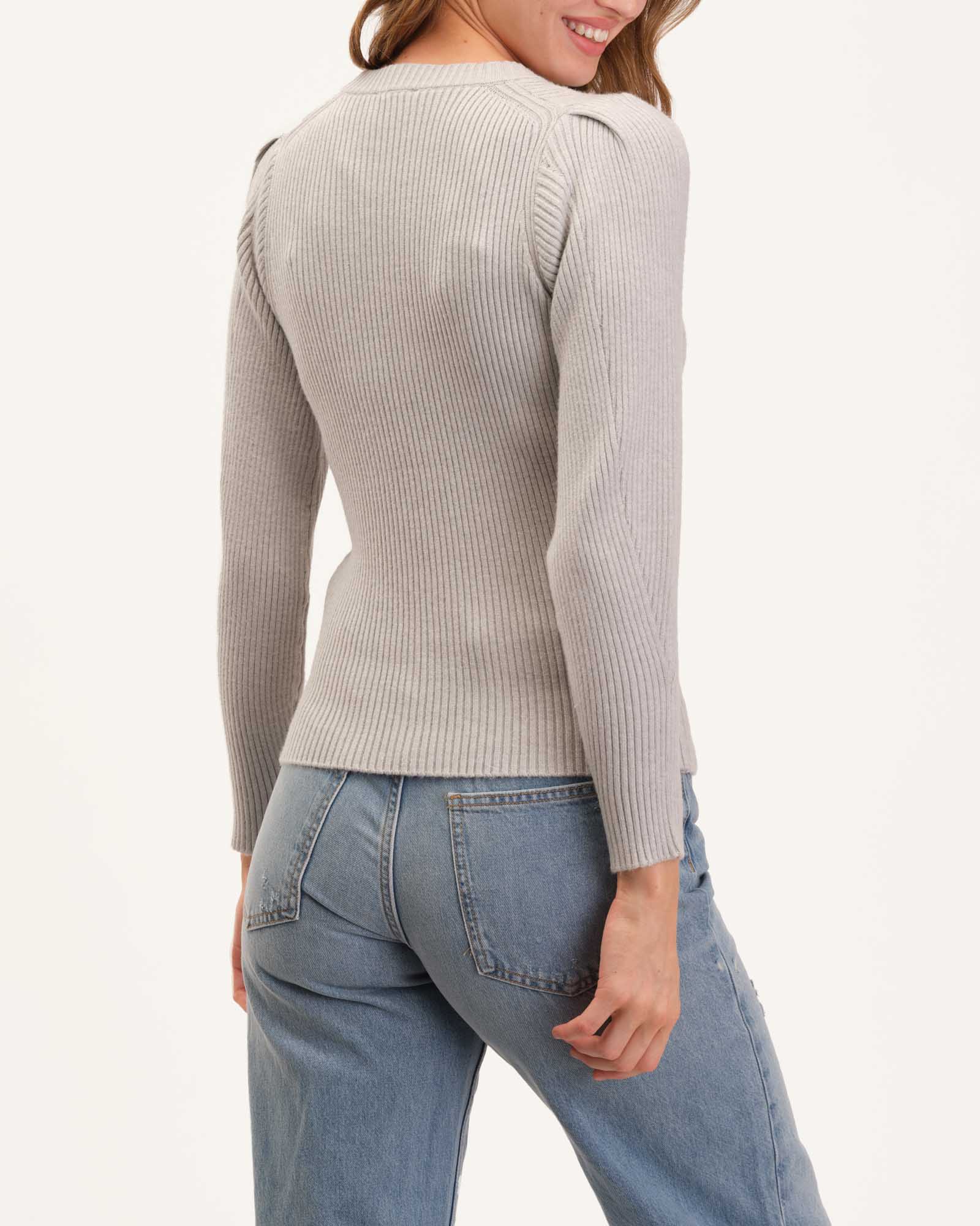 Puff Pleated Sleeve Crew Neck Pullover | Elie Elie Tahari