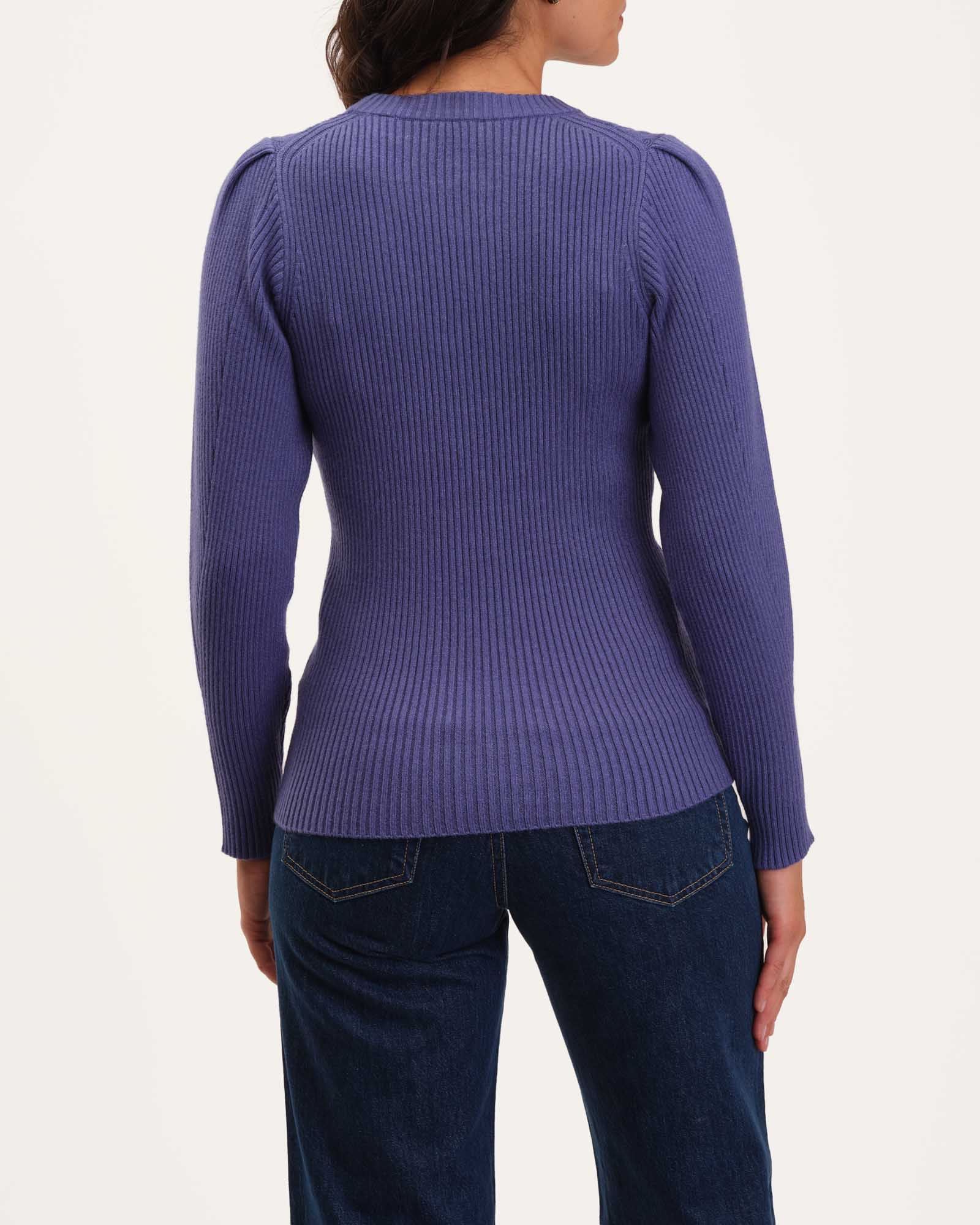 Puff Pleated Sleeve Crew Neck Pullover | Elie Elie Tahari