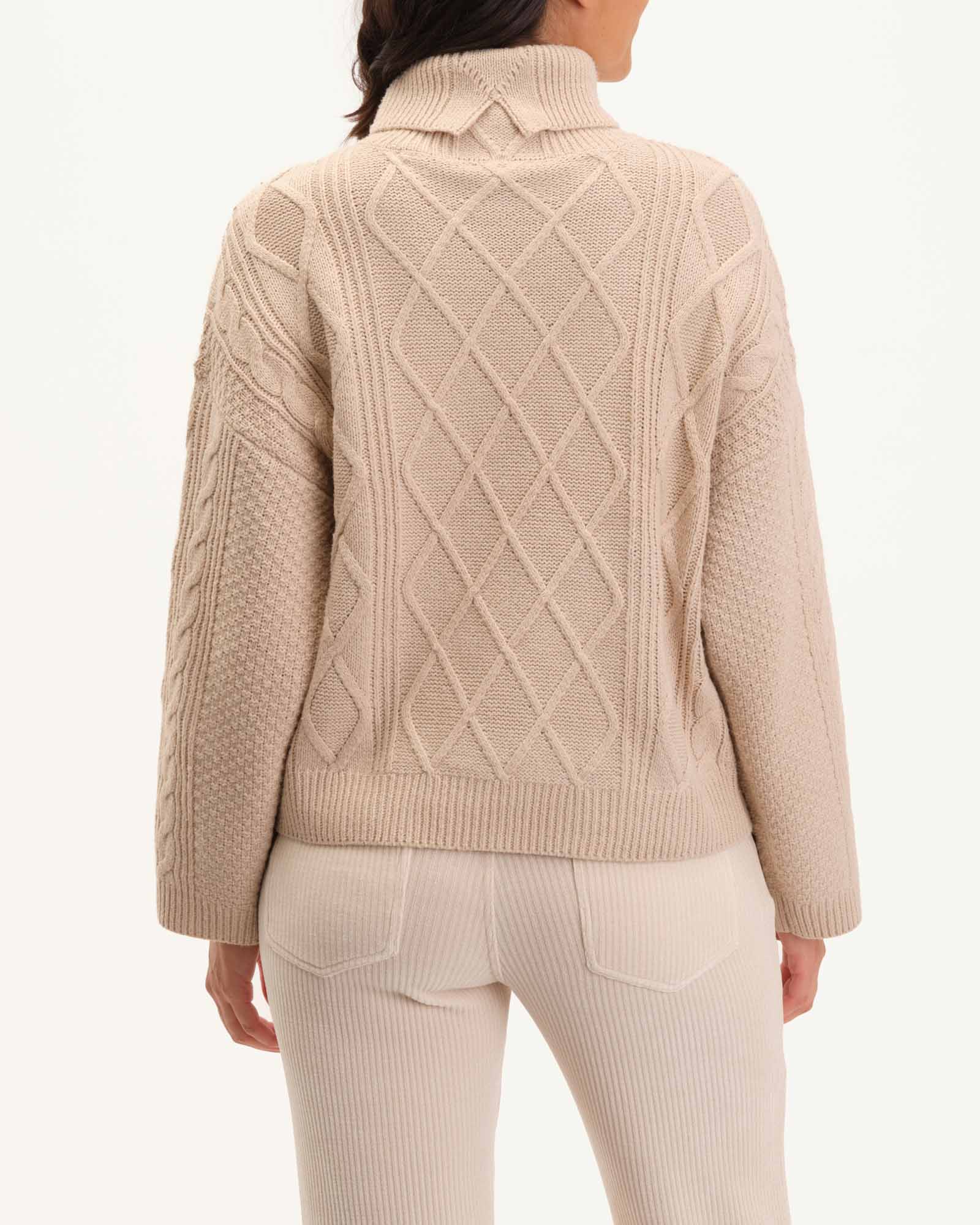 Long Sleeve Turtleneck Cable Sweater | Elie Elie Tahari