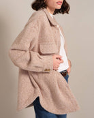 Elie Tahari Brushed Knit Shirt Jacket, Taupe Heather | JANE + MERCER