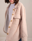 Elie Tahari Brushed Knit Shirt Jacket, Taupe Heather | JANE + MERCER