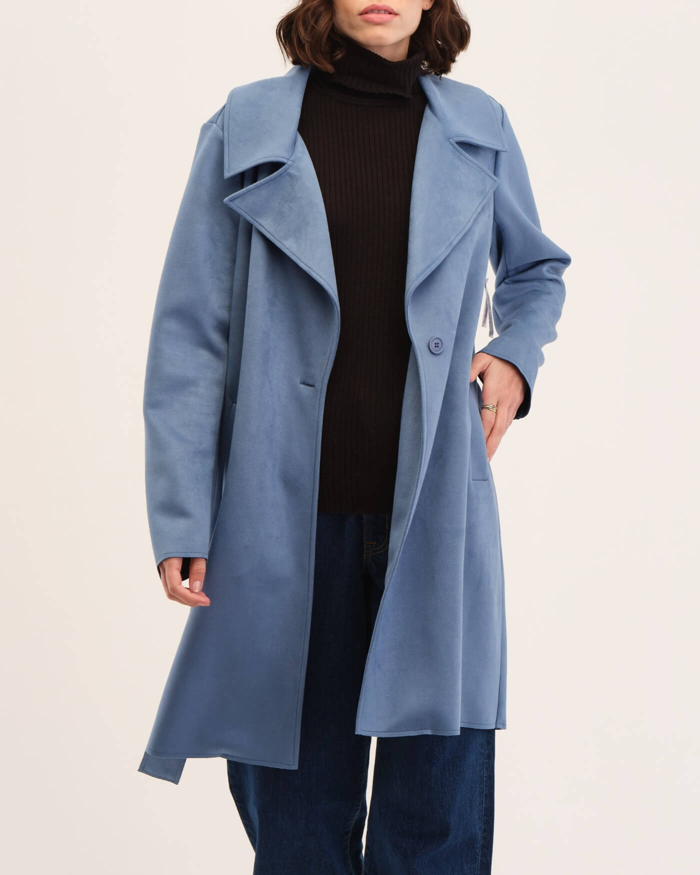 Blue suede sale coat women's