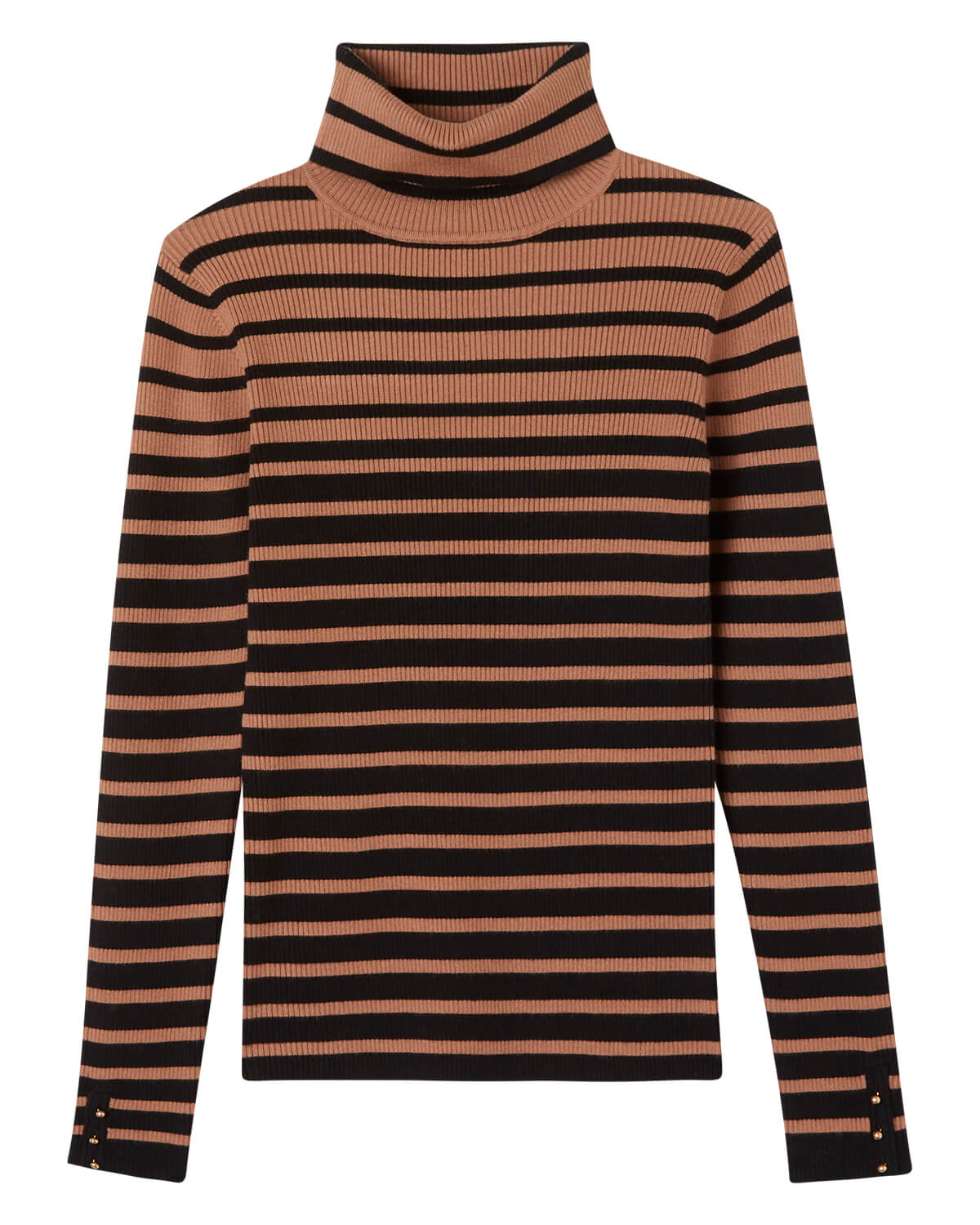 Tan and black 2025 striped turtleneck