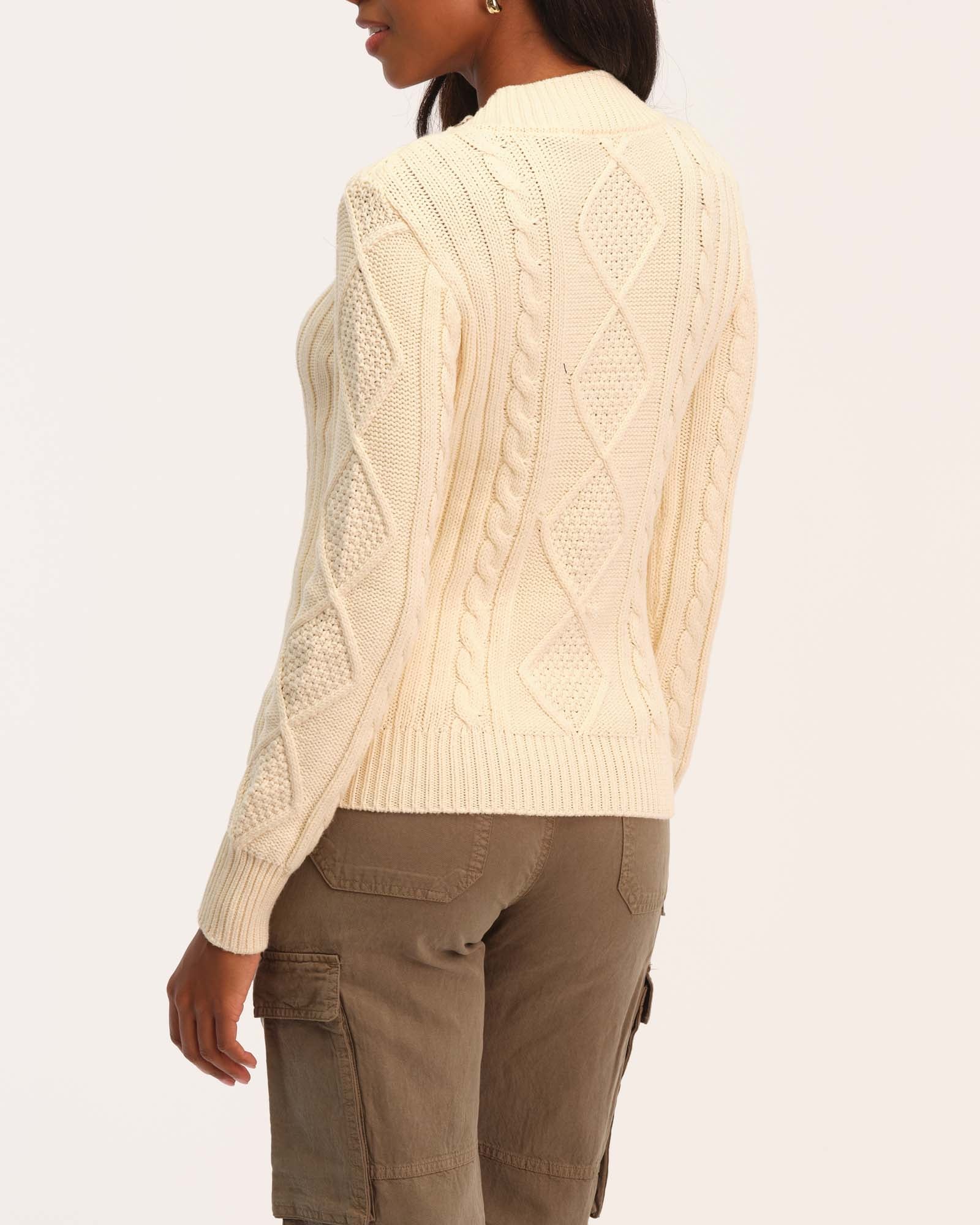 Shop Elie Elie Tahari Women's Cable Knit Sweater with Shoulder Zipper | JANE + MERCER