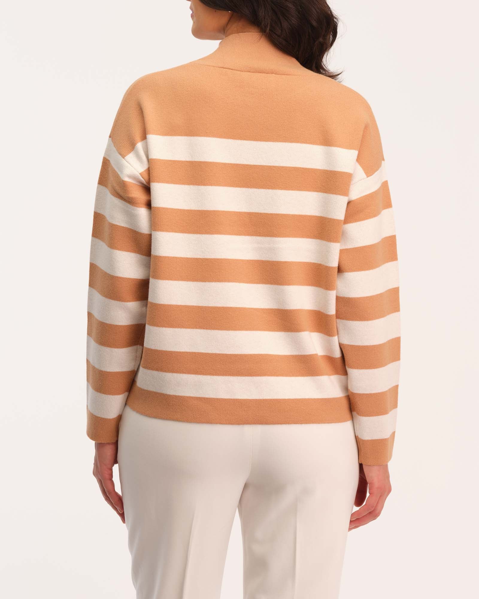 Mock Neck Wide Stripe Sweater