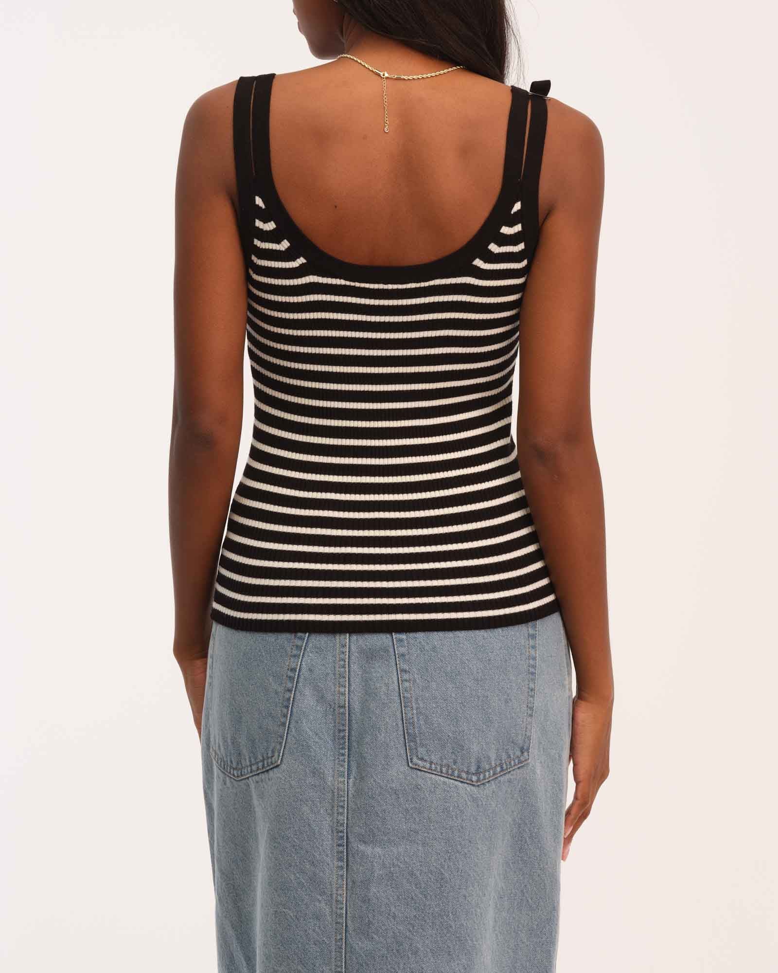 Shop Elie Elie Tahari Women's Sleeveless Striped Rib Sweater Tank | JANE + MERCER