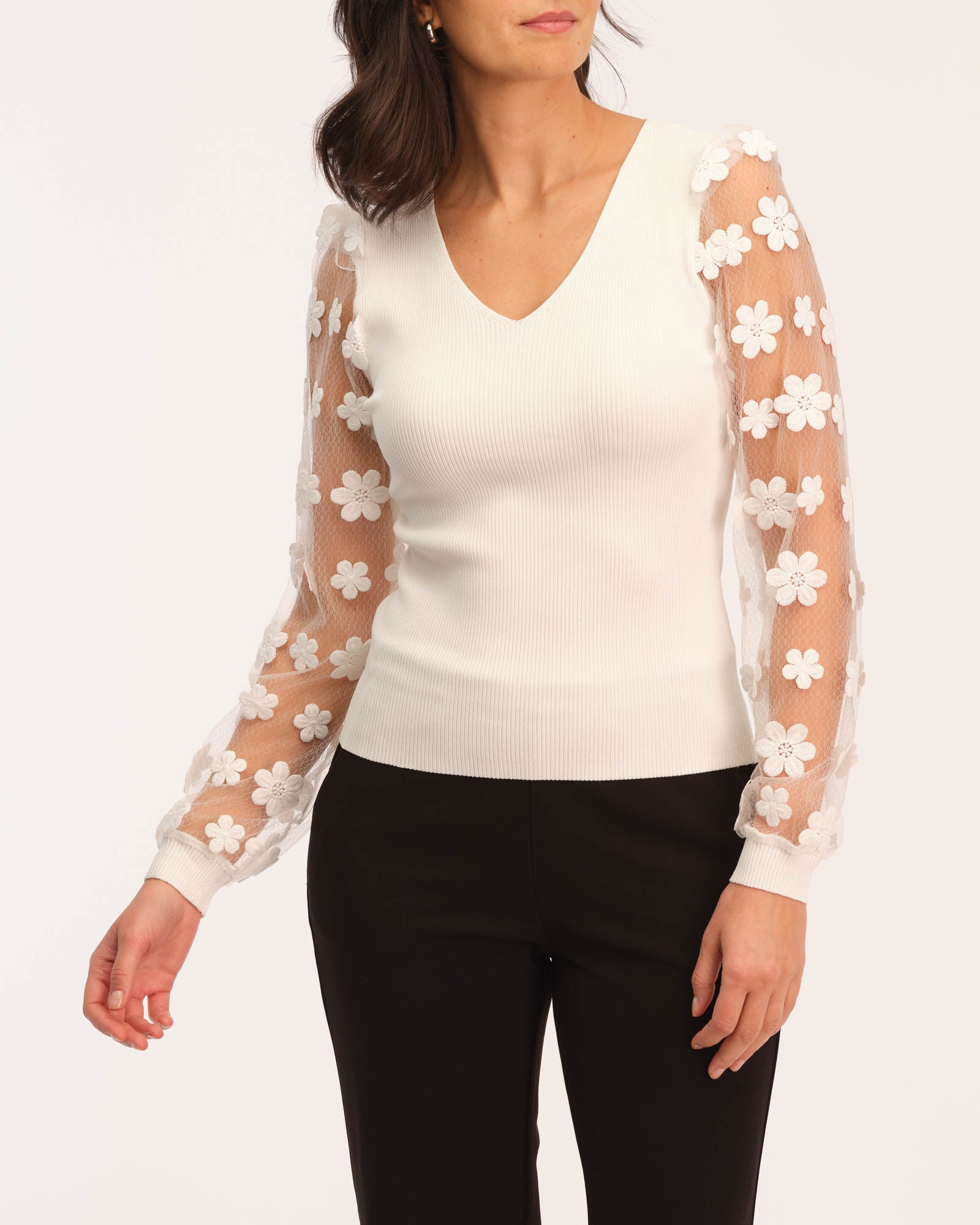 Shop Elie Elie Tahari Women's Floral Mesh Pullover Sweater | JANE + MERCER