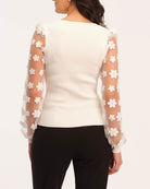 Elie Tahari Women's Floral Mesh Pullover Sweater | JANE + MERCER