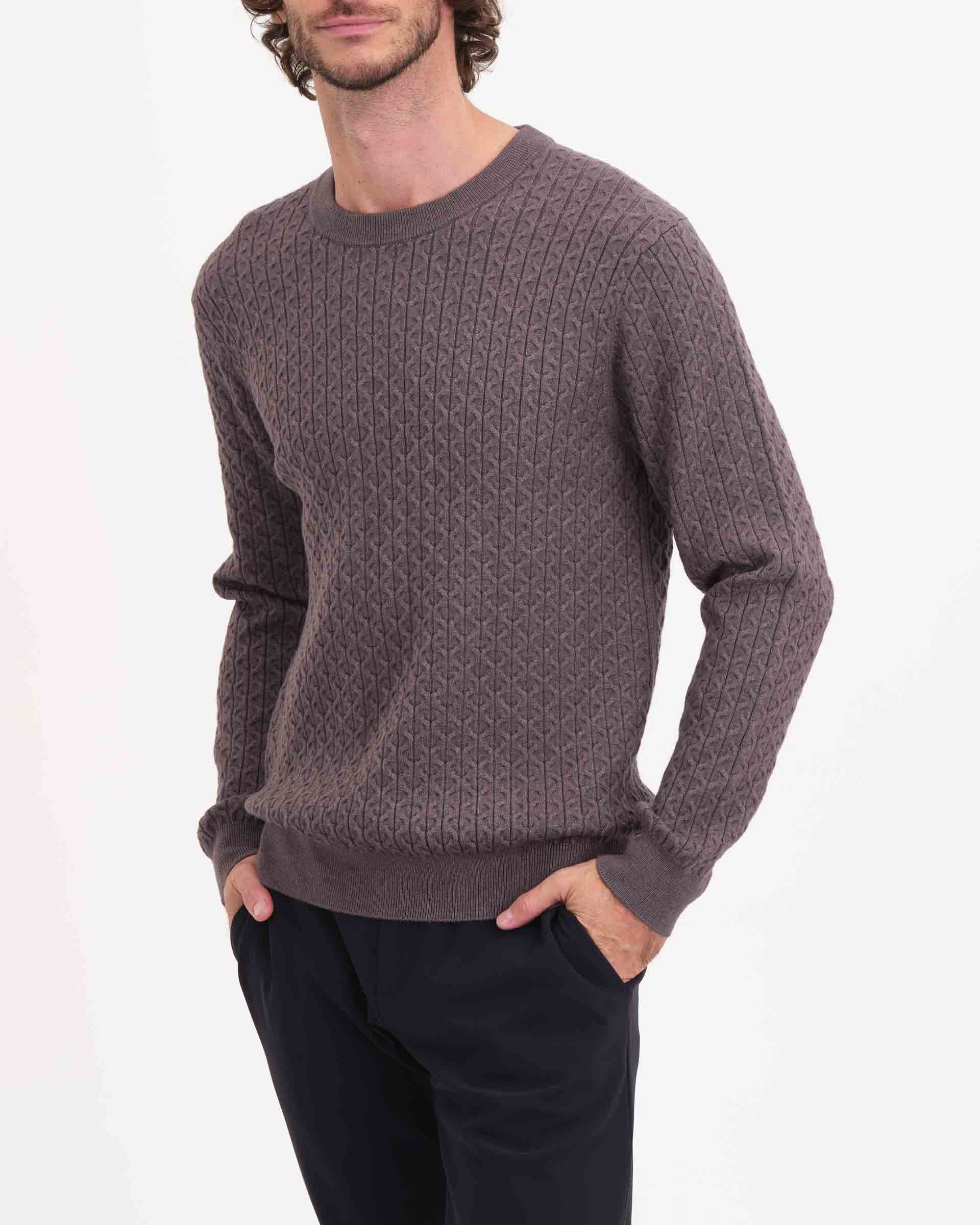 Men's Viscose Blend Cable Knit Sweater, Grey | Elie Tahari Men's