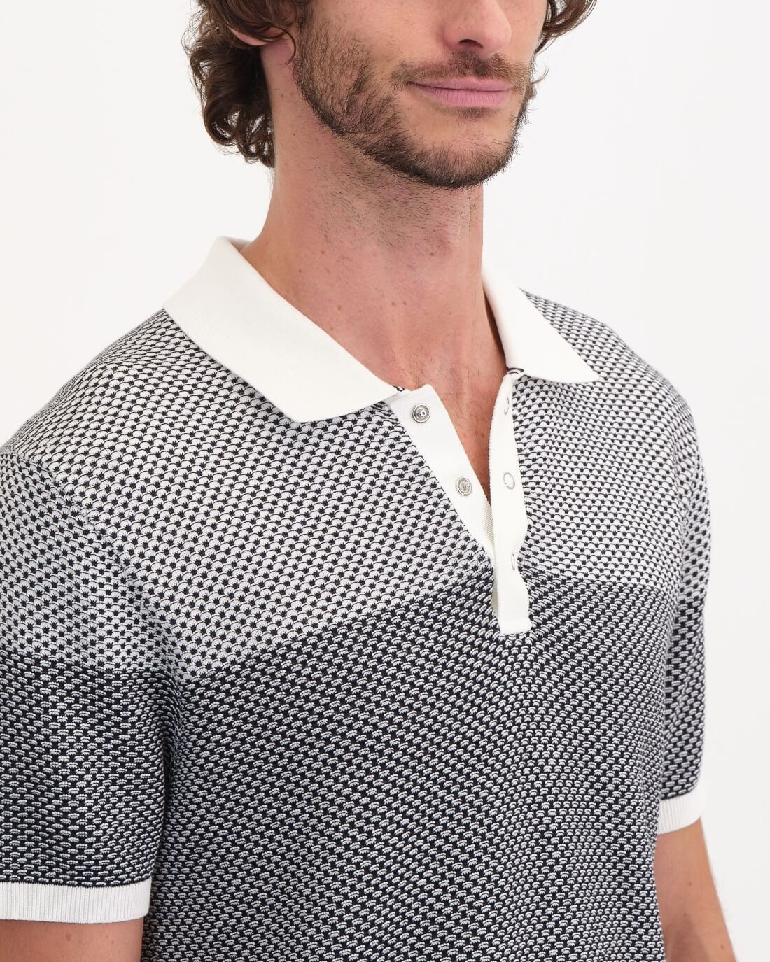 Men's Stripe Color-Blocked Snap Button Polo | Elie Tahari Men's | JANE + MERCER