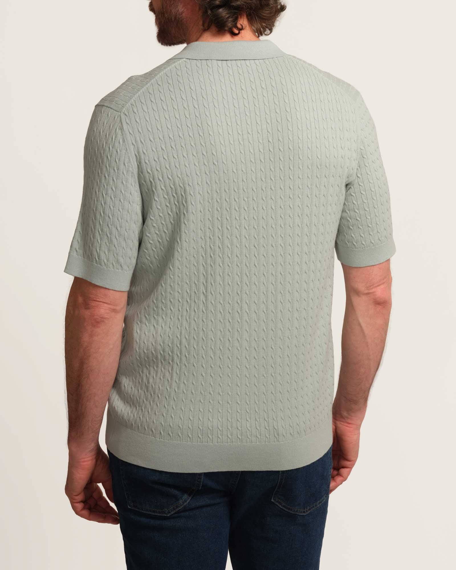 Elie Tahari Men's Johnny Collar Micro Cable Sweater Polo | JANE + MERCER