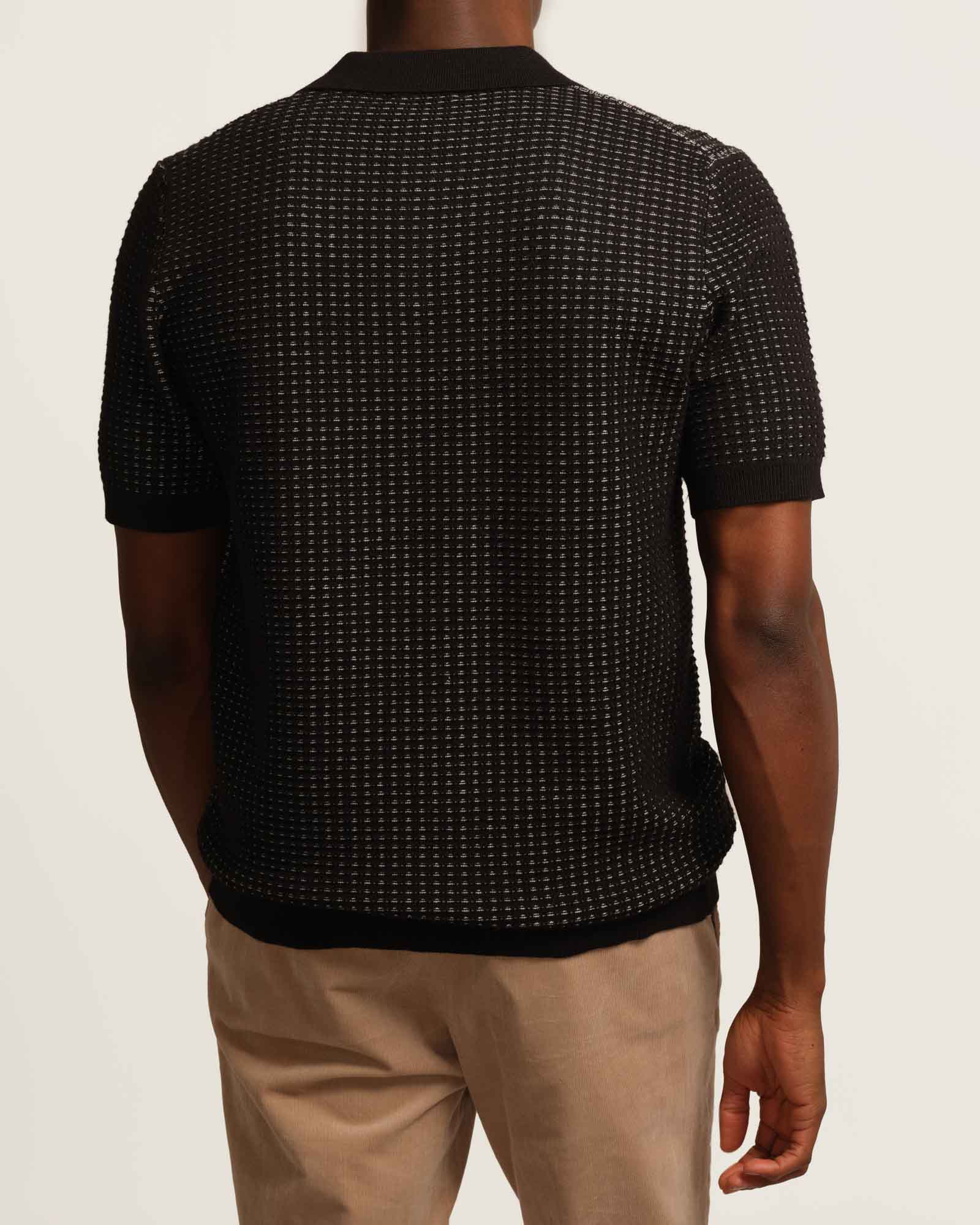 Elie Tahari Men's Contrast Collar Textured Sweater Polo | JANE + MERCER
