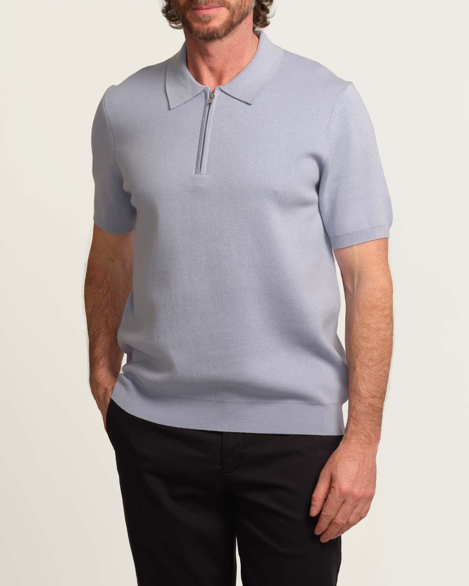 Shop Elie Tahari Men's Short Sleeve Quarter Zip Sweater Polo | JANE + MERCER