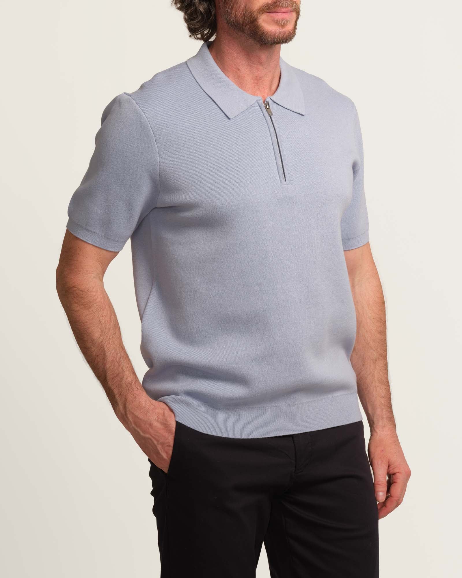 Short Sleeve Quarter Zip Sweater Polo