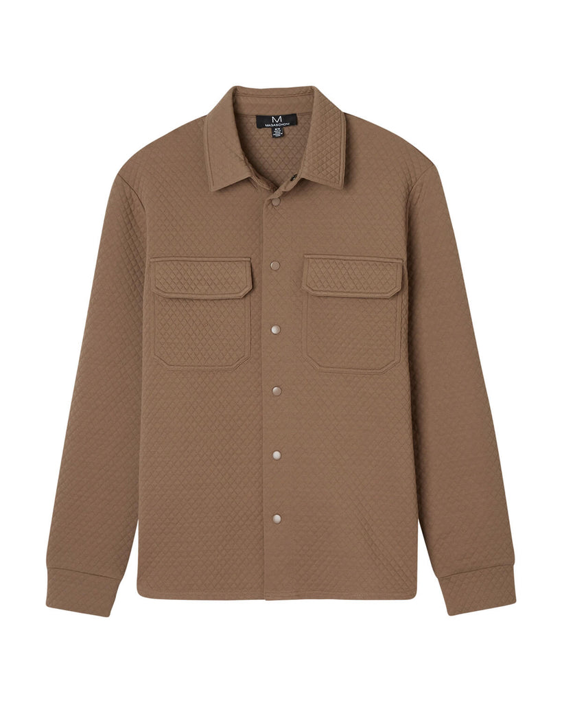 Men's Quilted Button Down Collared Shacket, Putty | M Magaschoni Men's