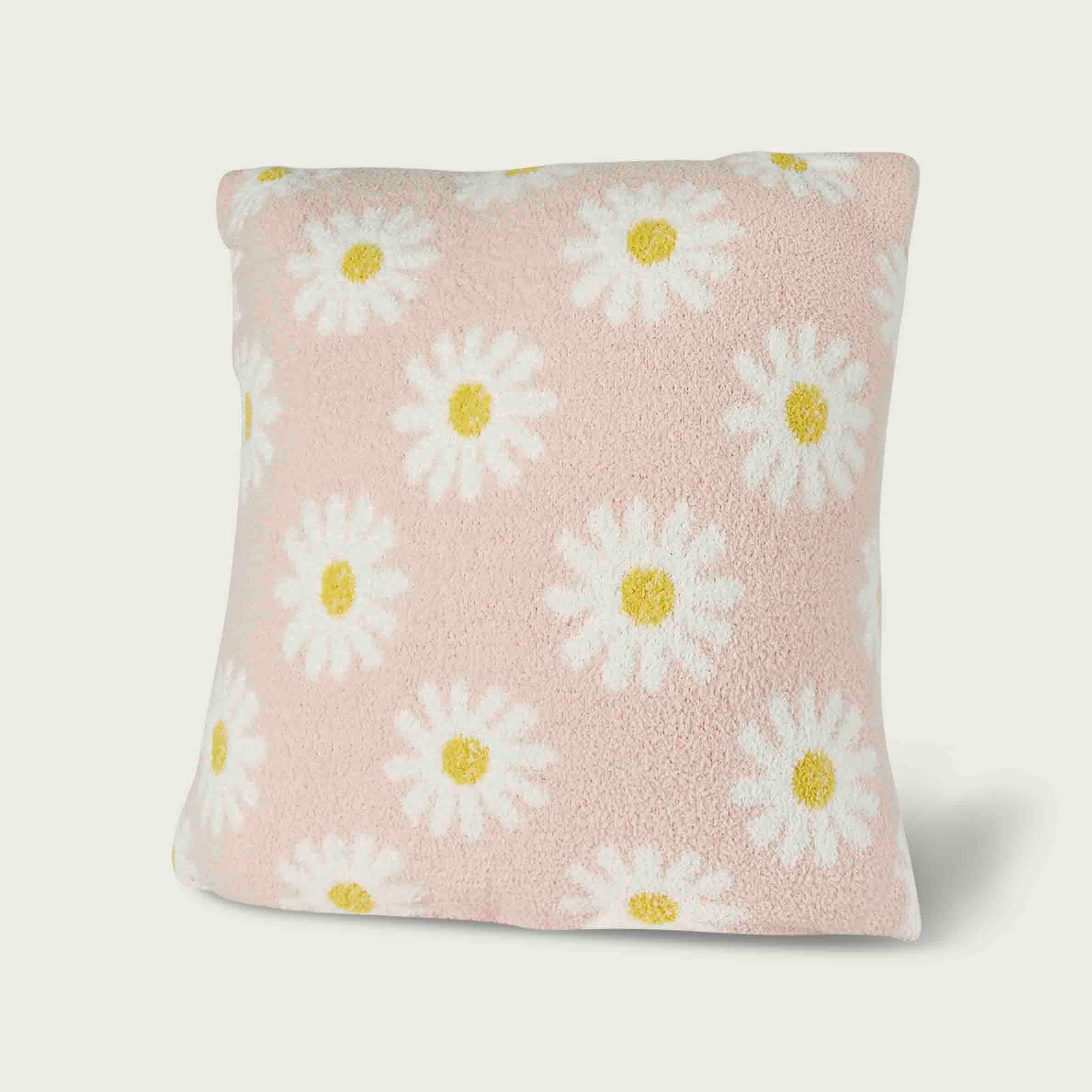 Chelsea & Theodore 20x20 Daisy Feather Yarn Pillow, Shell Pink