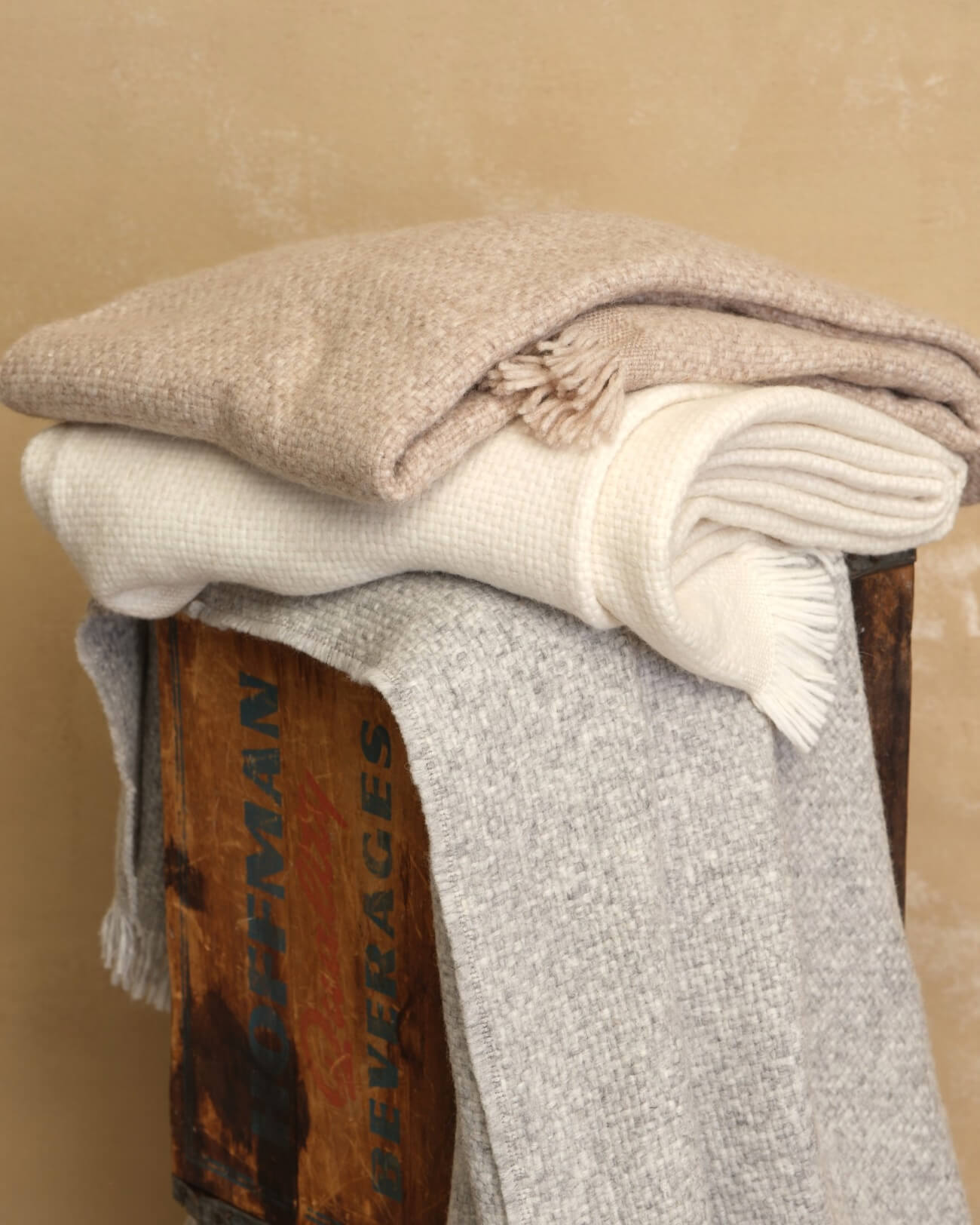 Elie Tahari 50x70 Alpaca and Merino Wool Throw Blanket, Cream | JANE + MERCER