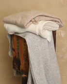 Elie Tahari 50x70 Alpaca and Wool Throw Blanket, Oatmeal Heather | JANE + MERCER