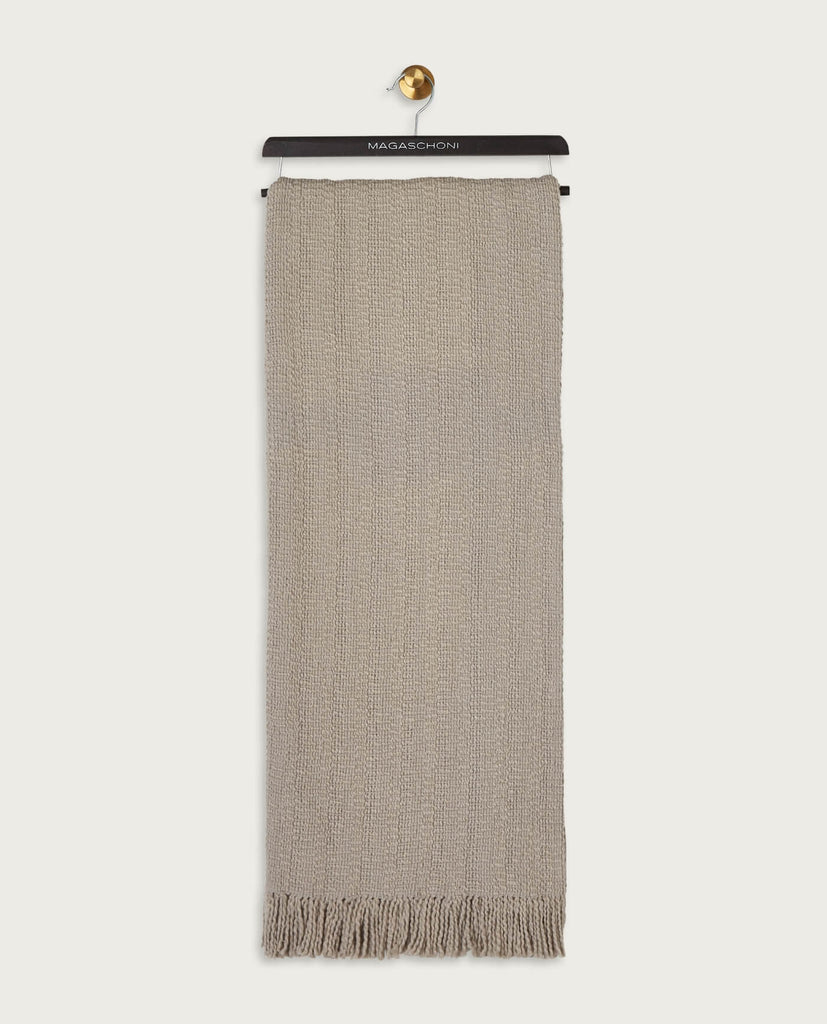 Textured Fringe Throw Blanket, Silver Moss | Magaschoni Home