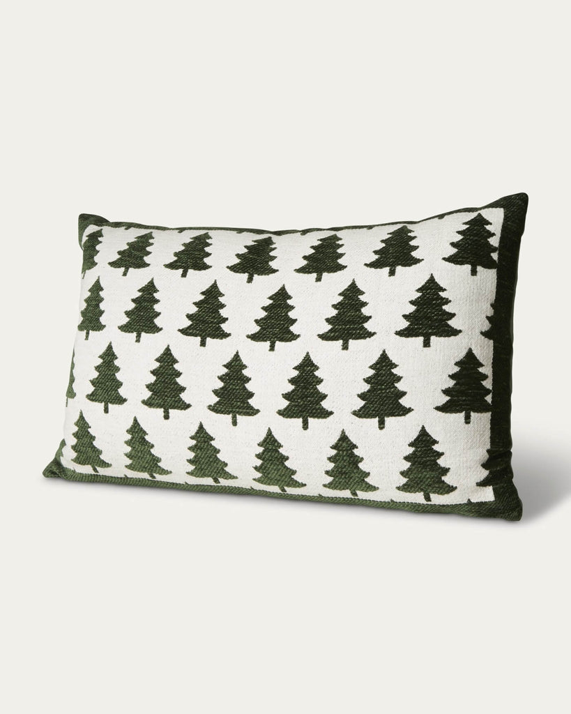 14x24 Chenille Multi Trees Pillow, Ivory/Green | Magaschoni Home