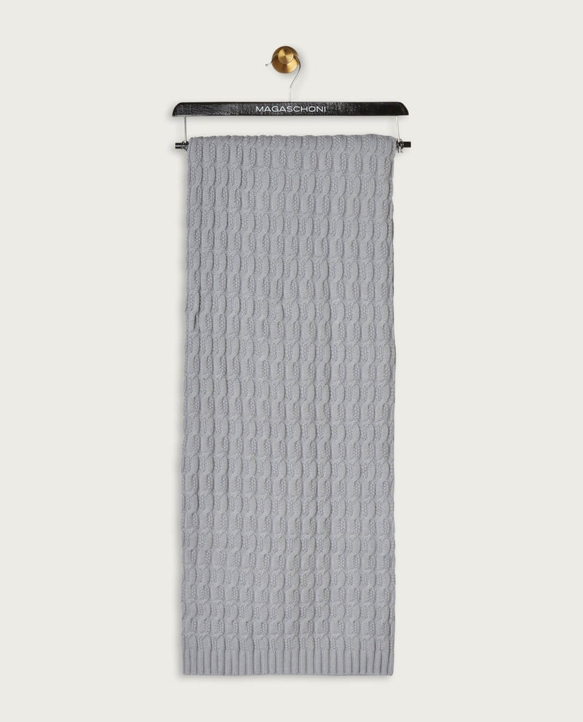 50x60 Dancing Stitch Cable Throw, Robins Egg Blue | Magaschoni Home