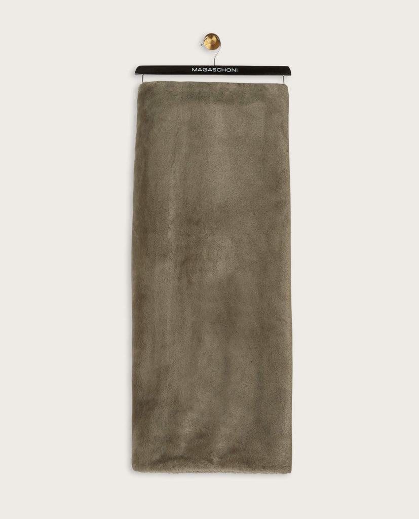 50x70 Faux Fur Throw With Sherpa Backing, Silver Sage | Magaschoni Home