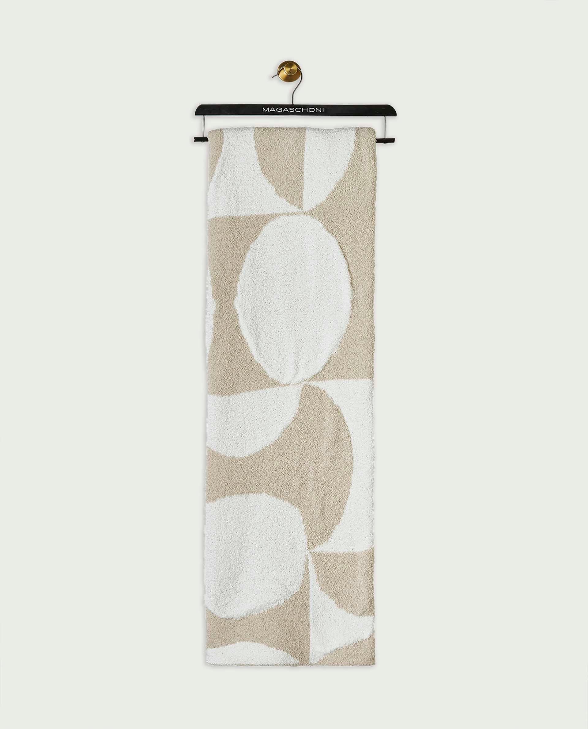 Geometric Print Feather Yarn Throw Taupe Magaschoni Home