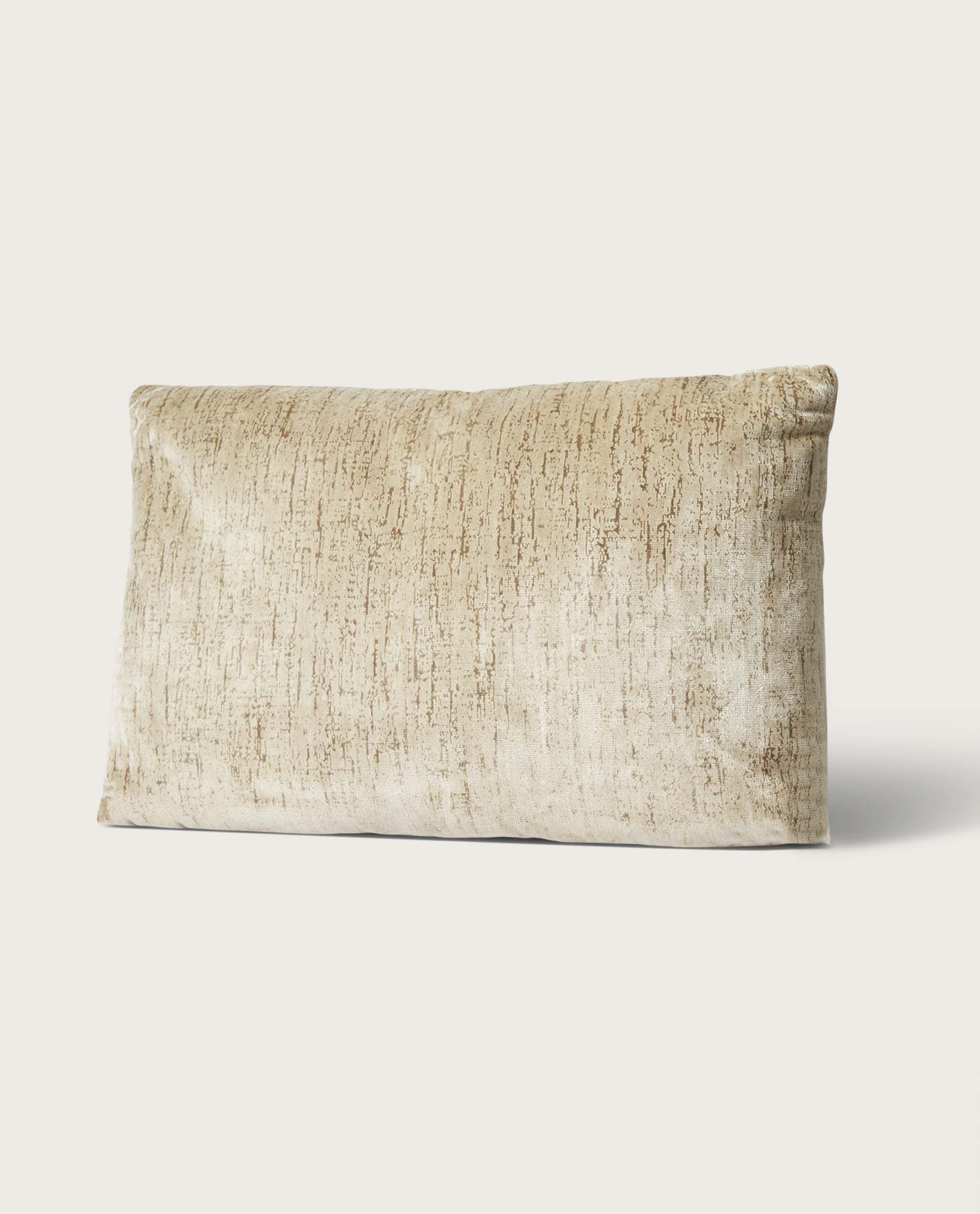14x22 Tan Jacquard Velvet Pillow with Linen Back, Tan | Magaschoni Home