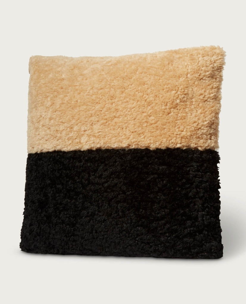 20x20 Two Tone Textured Pillow, Camel/Black | Magaschoni Home