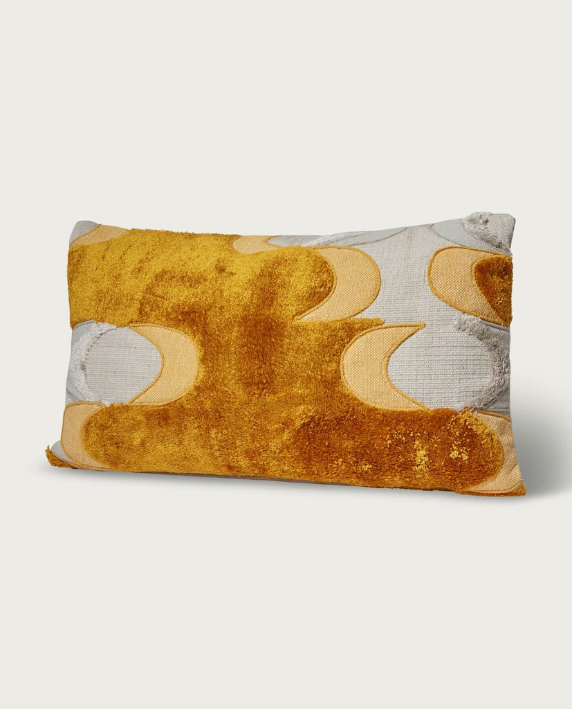 14x24 Abstract Curves Pillow, Gold/Grey | Elie Tahari Home