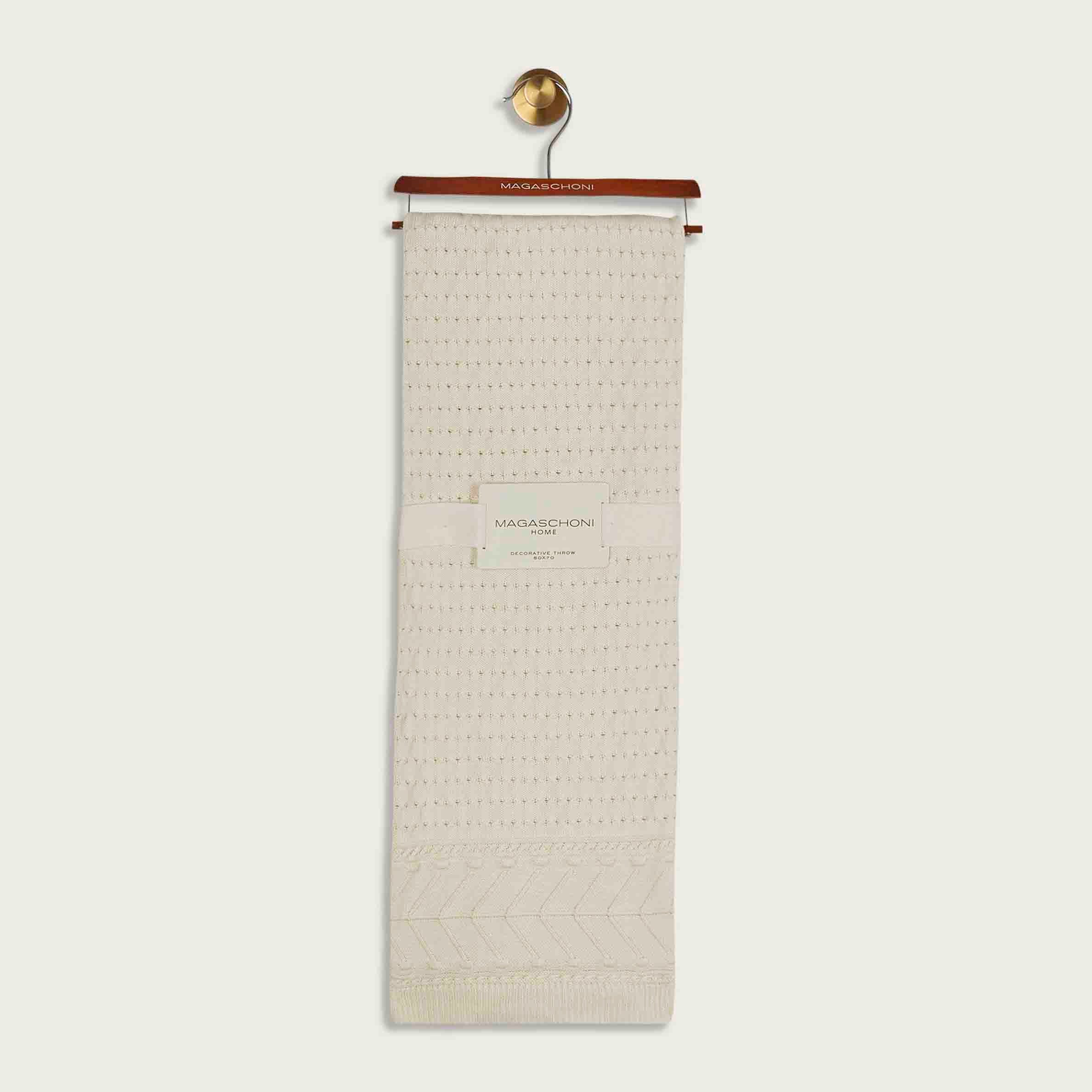 Magaschoni 50x70 Cotton Throw Blanket Cream