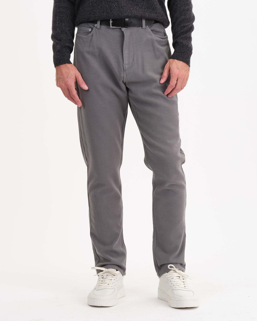 Men's 5-Pocket Fly Front Woven Pants, Slate | Magaschoni Men's