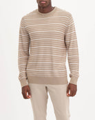 Crew Neck Textured Stripe Pullover Sweater | Magaschoni Men | JANE + MERCER
