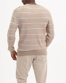 Crew Neck Textured Stripe Pullover Sweater | Magaschoni Men | JANE + MERCER