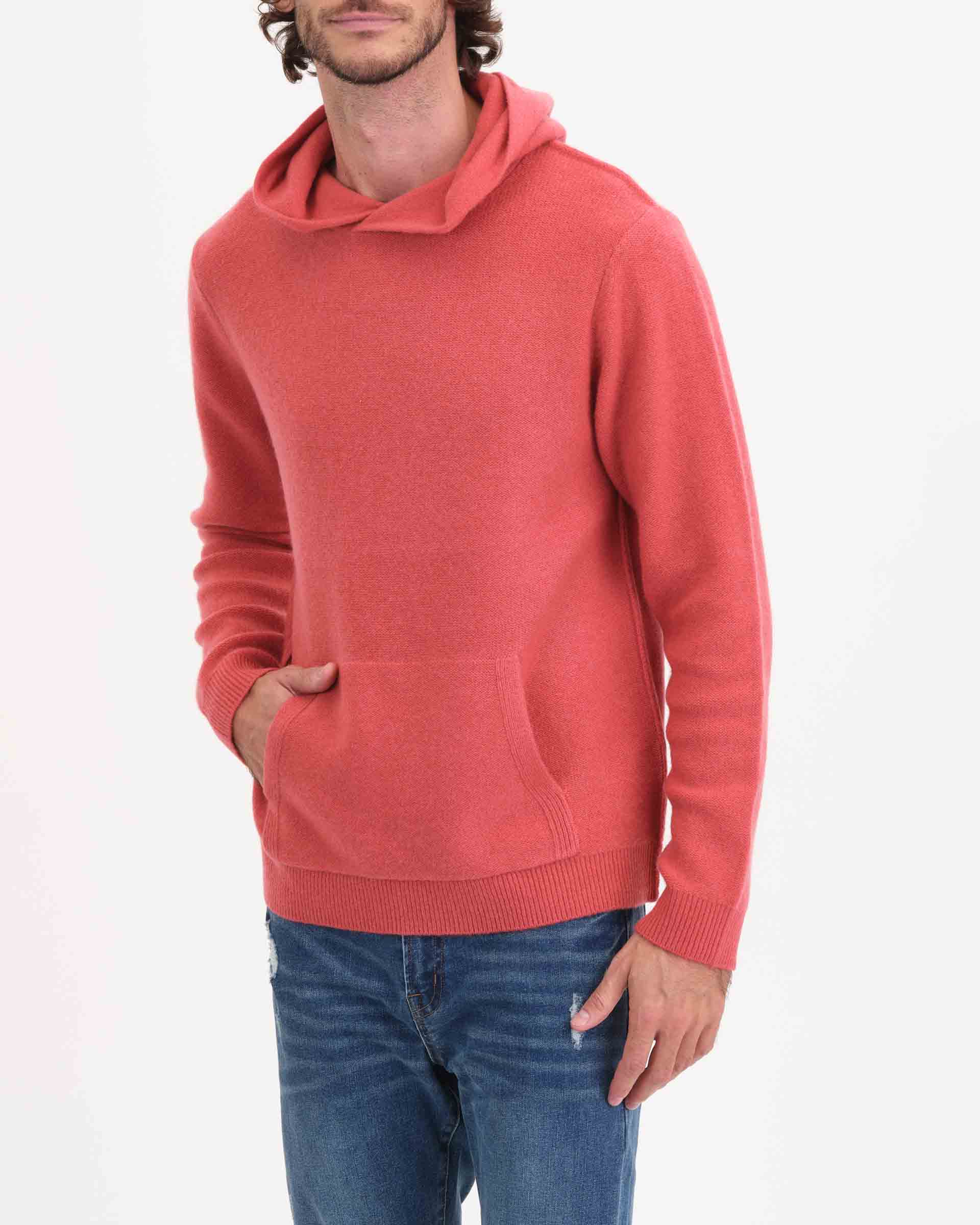 Red best sale cashmere hoodie