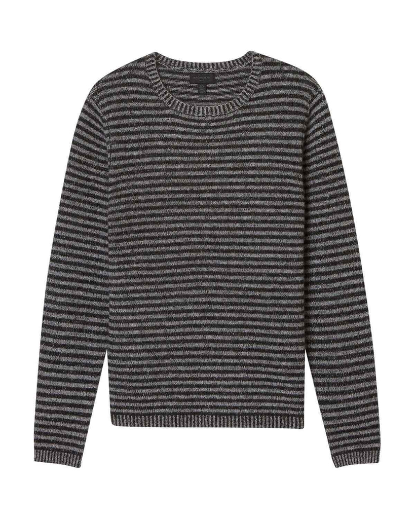 Men's Cashmere Two-Tone Stripe Pullover Sweater, Black/Flannel | Magaschoni Men's