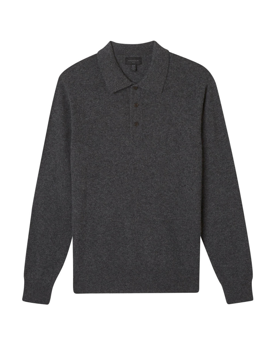 Men's Cashmere Polo Collar Henley Pullover | Magaschoni Men's – JANE ...