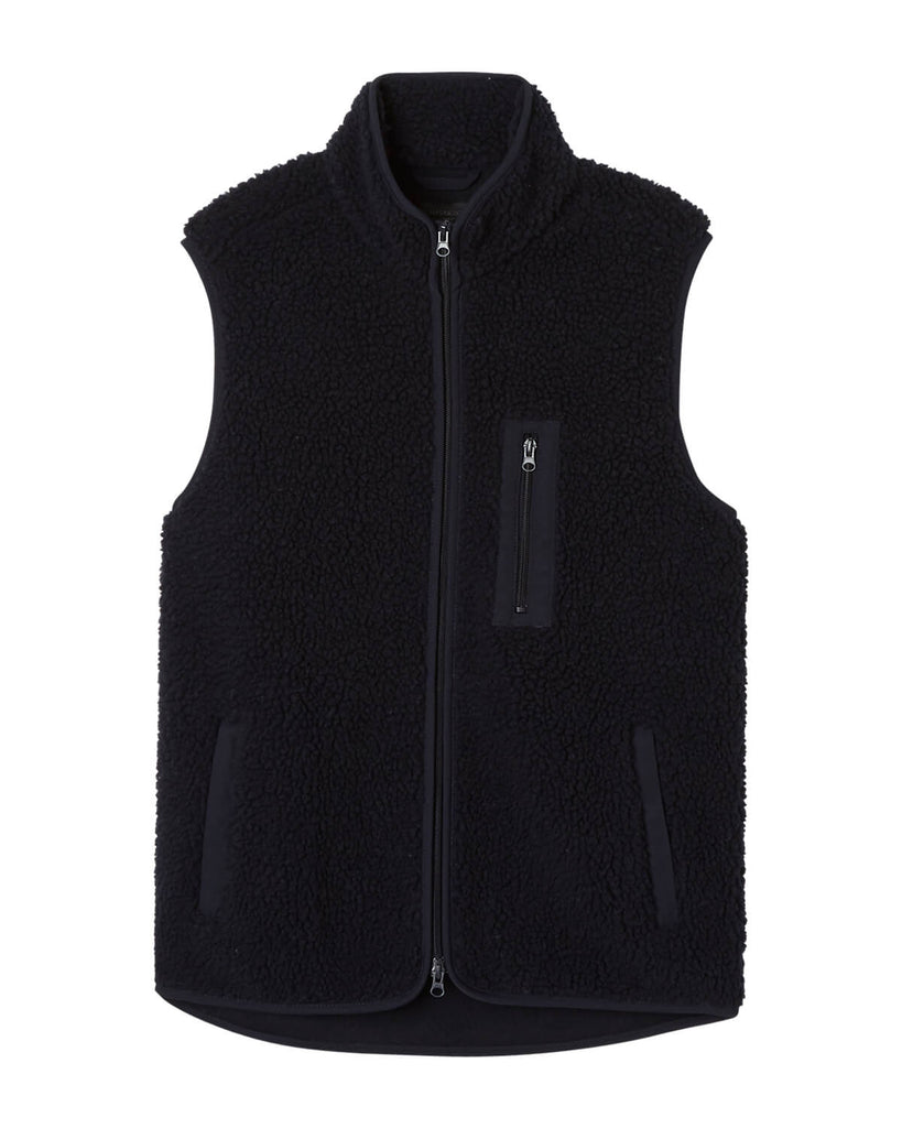 Men's 3-Pocket Zip Front Fleece Vest, Navy | Magaschoni Men's