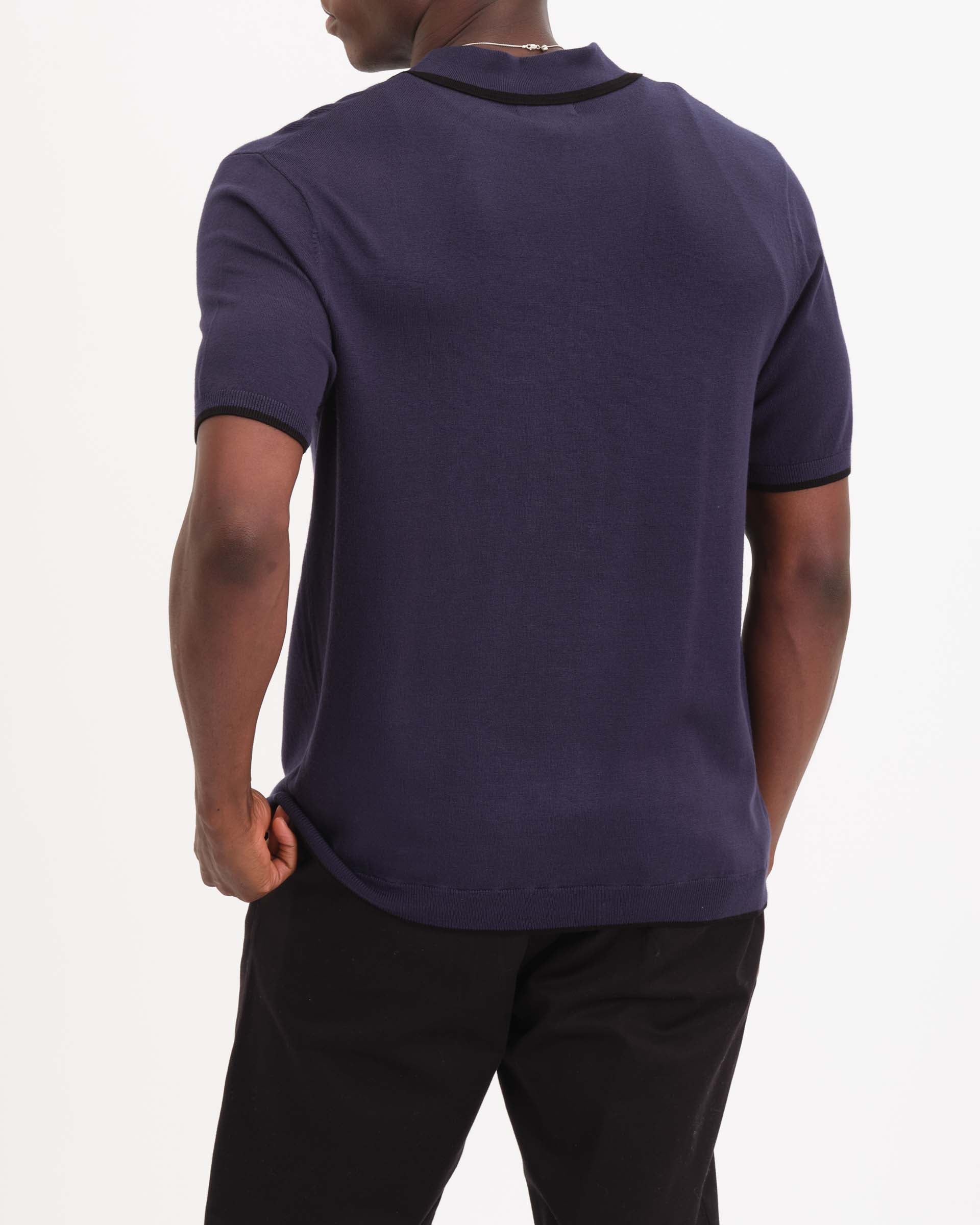 Men's Short Sleeve Quarter Zip Polo Pullover | Magaschoni Men's | JANE + MERCER