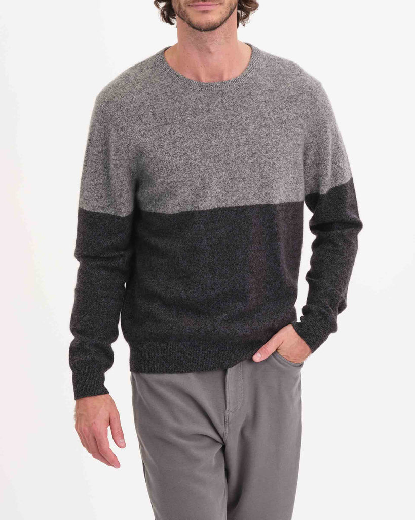 Men's Color-Blocked Marled Cashmere Sweater, Grey Combo | Magaschoni Men's