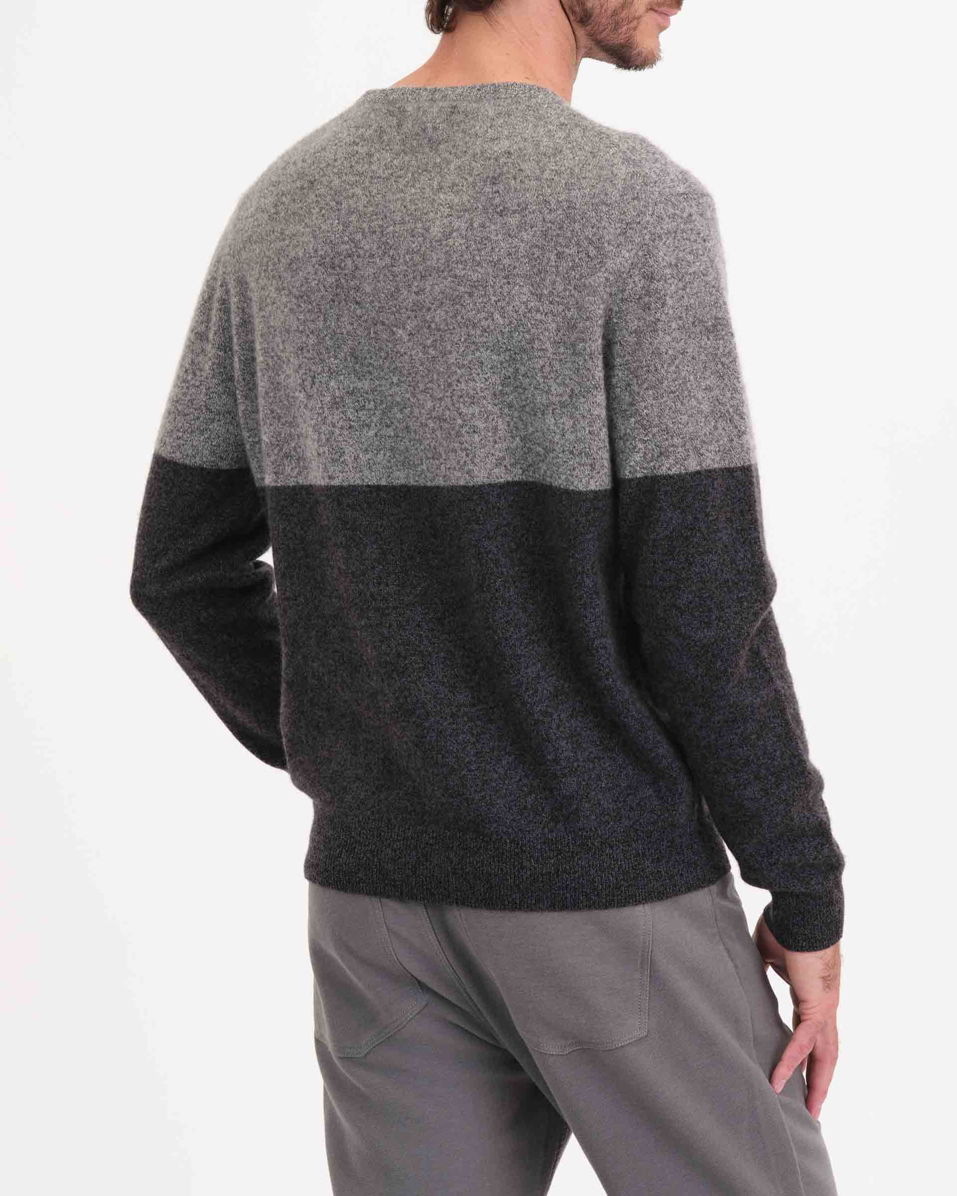 Men's Color-Blocked Marled Cashmere Sweater | Magaschoni Men's | JANE + MERCER