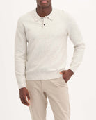 Men's Polo Collar Front Button Textured Pullover | Magaschoni Men's | JANE + MERCER