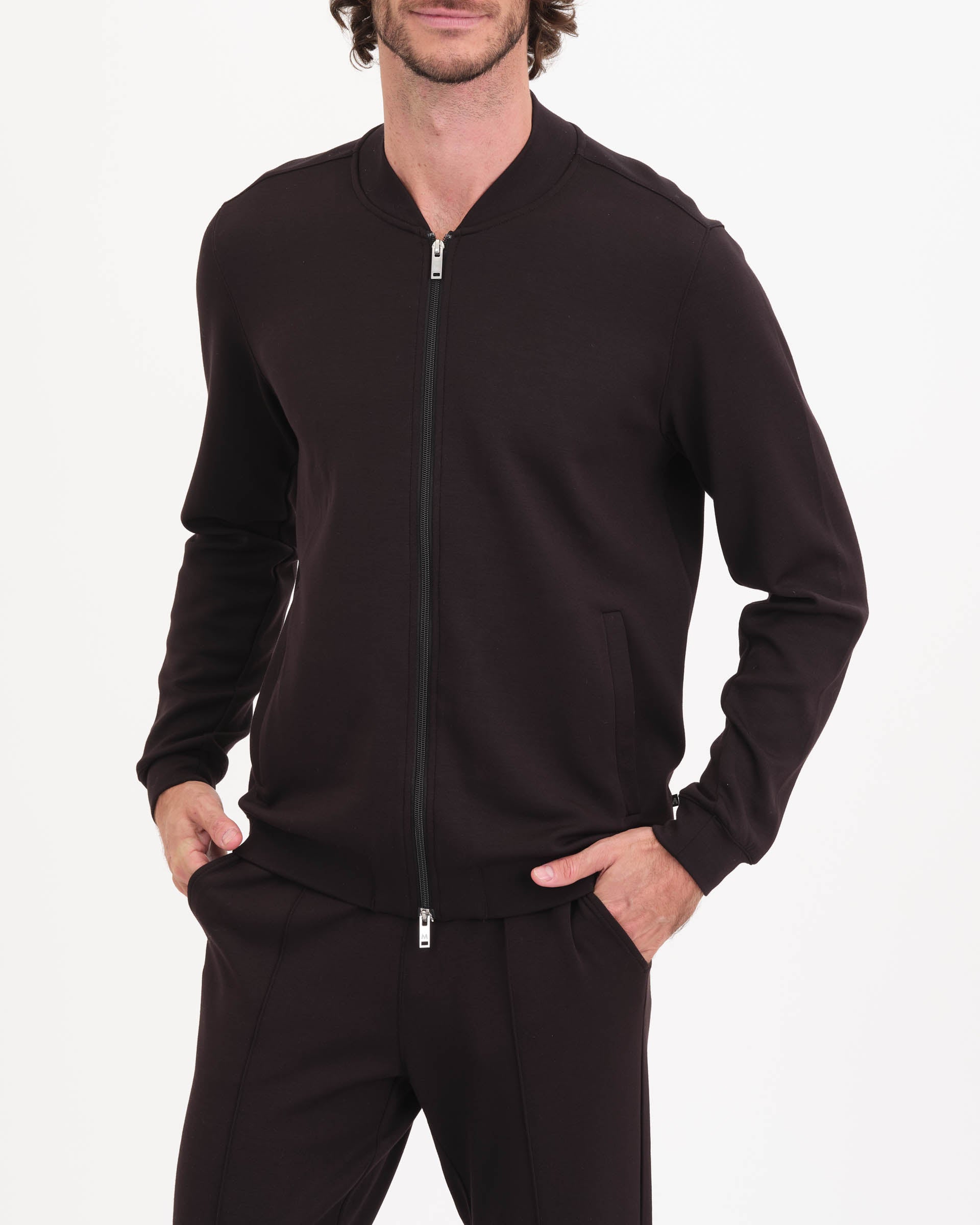 Shop Men's Long Sleeve Knit Bomber Jacket | Magaschoni Men's | JANE + MERCER