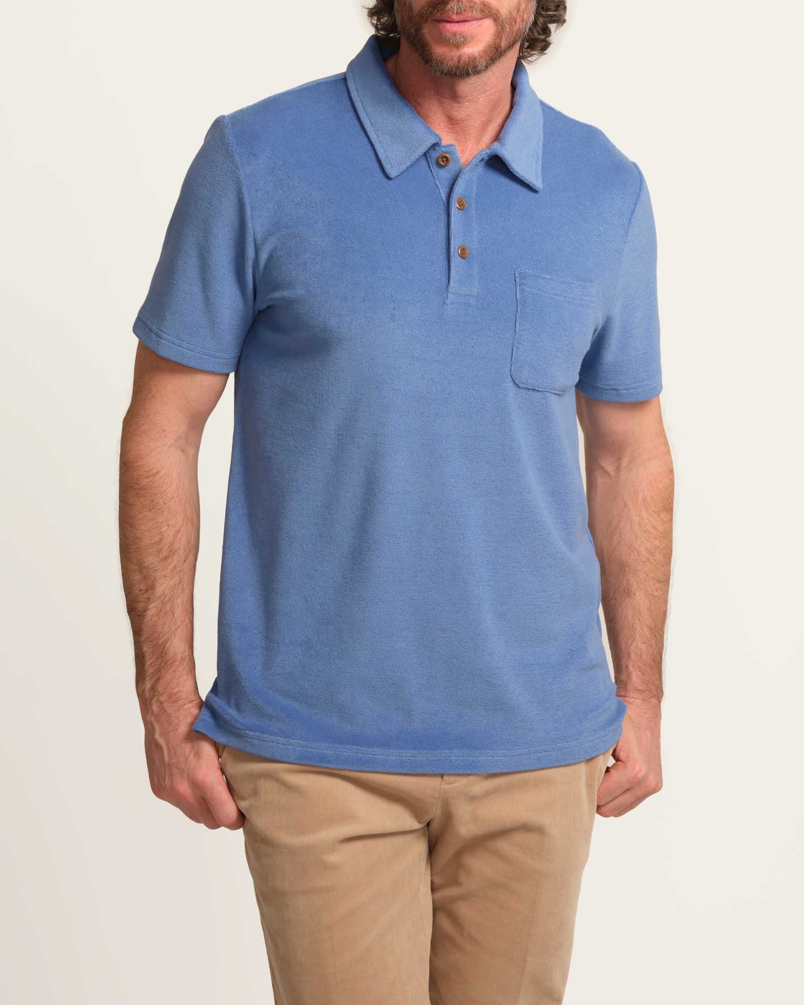Shop Magaschoni Men's French Terry Solid Polo Shirt | JANE + MERCER