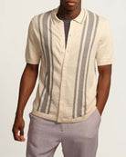 Magaschoni Men's Short Sleeve Linen Blend Sweater Cardigan | JANE + MERCER