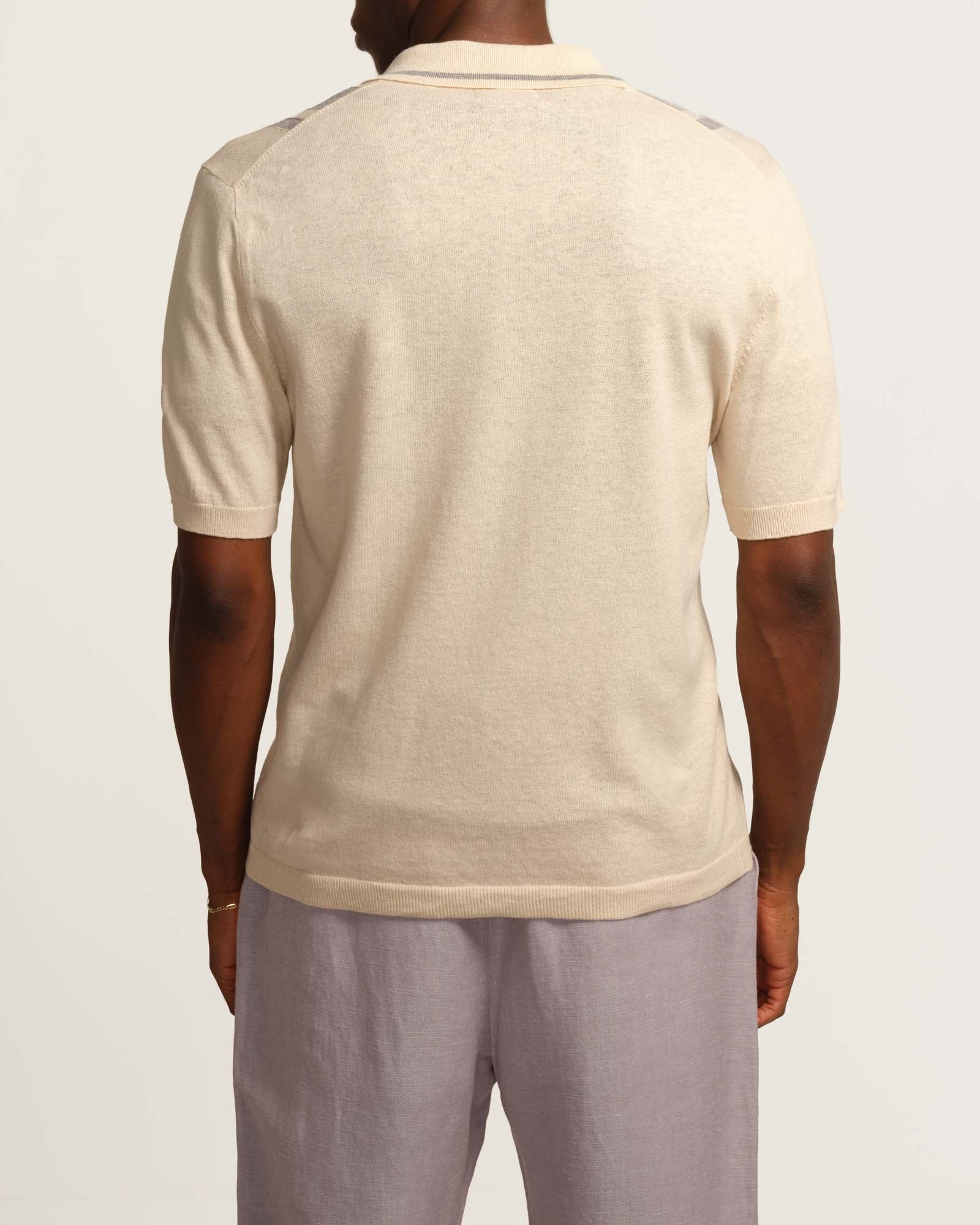 Magaschoni Men's Short Sleeve Linen Blend Sweater Cardigan | JANE + MERCER