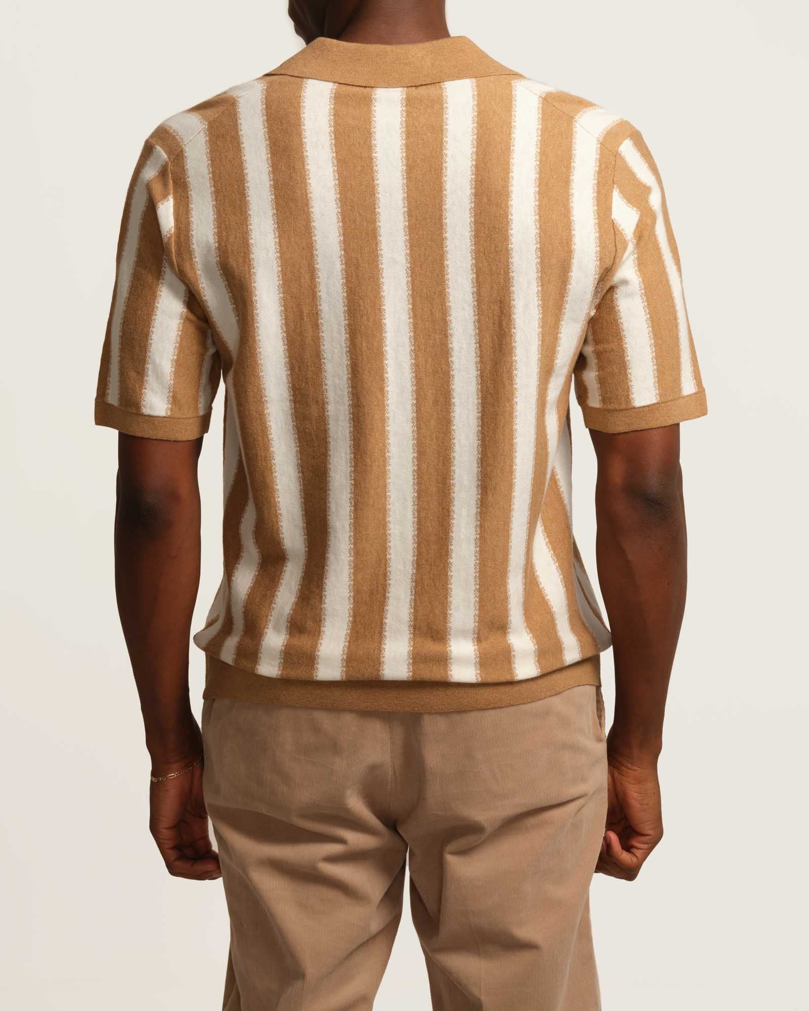 Men's Johnny Collar Vertical Stripe Pullover | Magaschoni Men's | JANE + MERCER