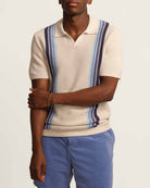 Magaschoni Men's Johnny Collar Striped Sweater Polo | JANE + MERCER